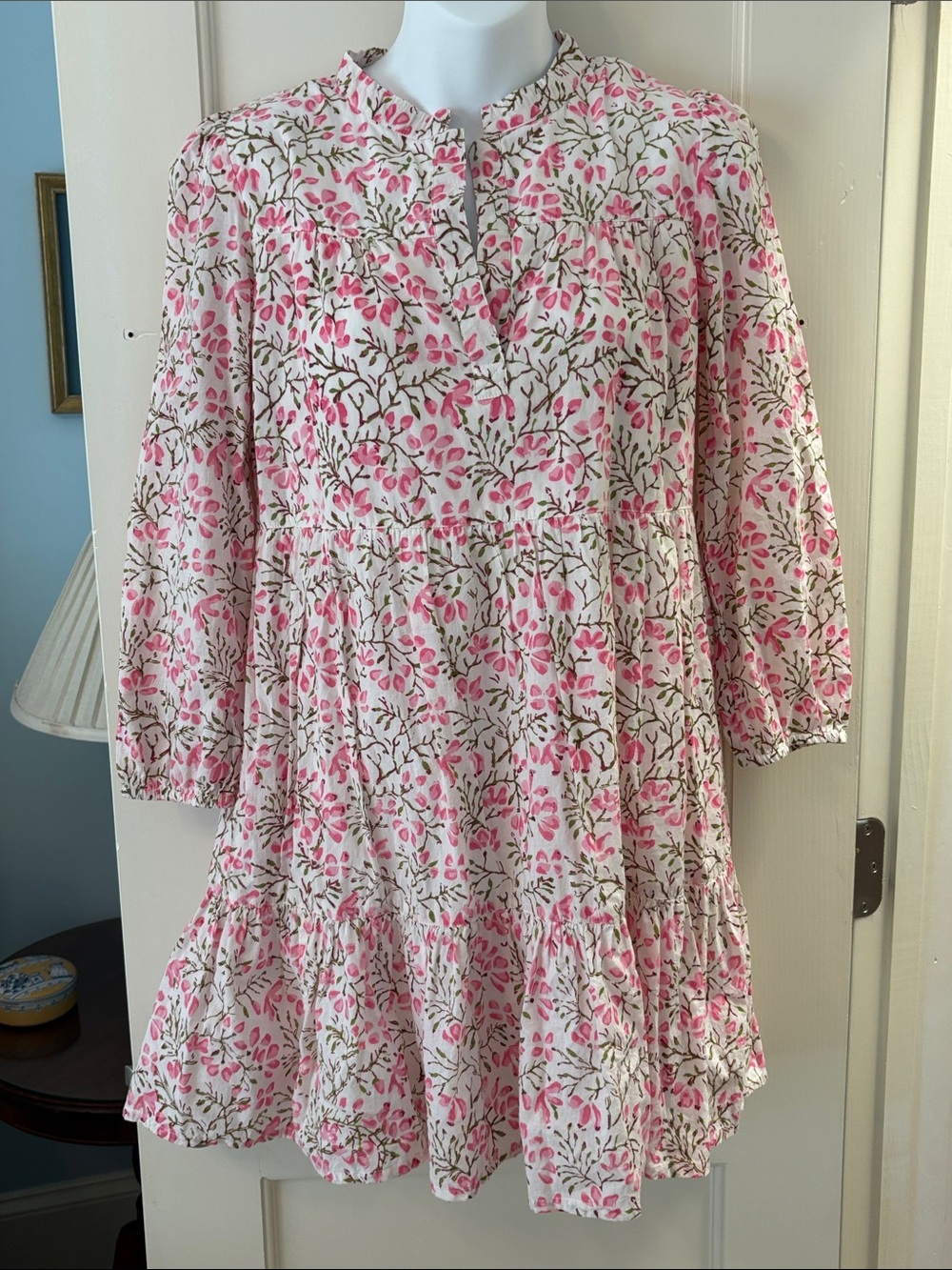 Madison Mathews size XS cotton floral lined pullover mini dress
